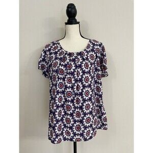 Boden Ravello Blouse Top Women Silk/Viscose Blend Pleated Cap Sleeve Size 14